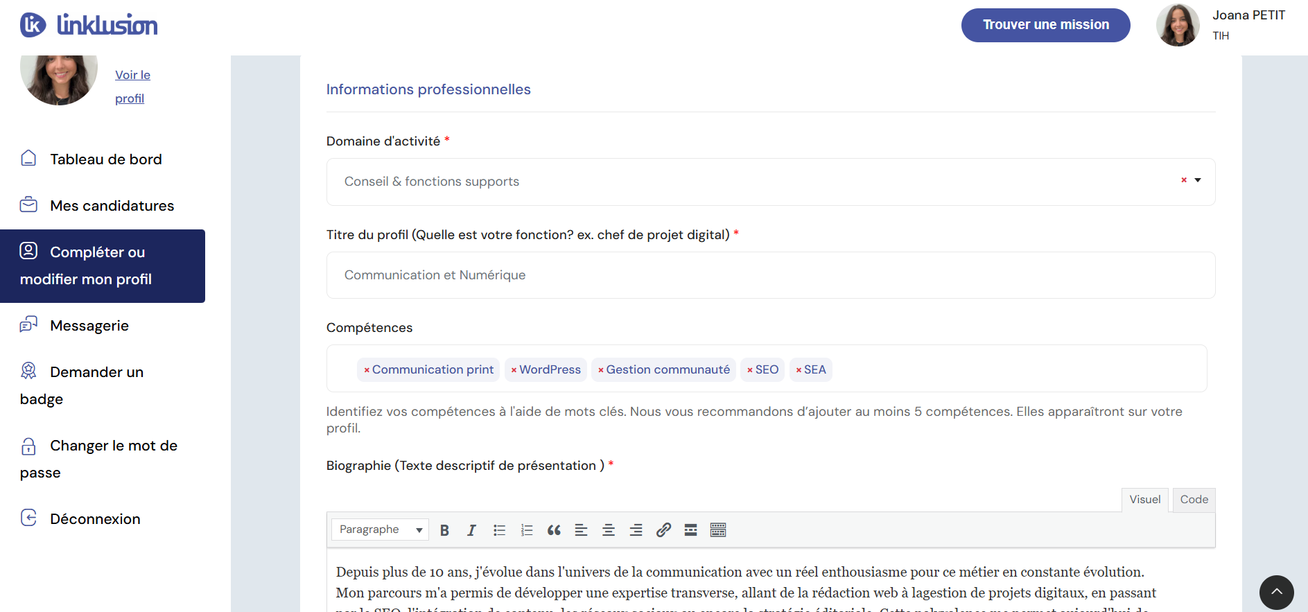 capture utilisation plateforme Linklusion